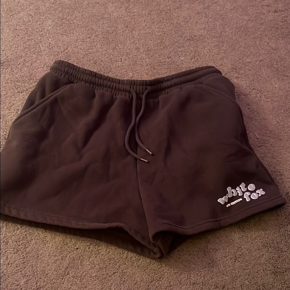 Women's Black White Fox Shorts
